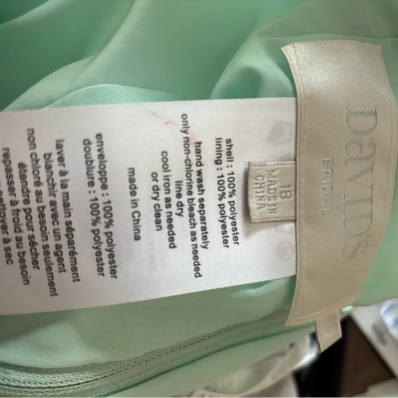 David's Bridal Green Asymmetrical Pleated Sundress - Picture 2 of 2